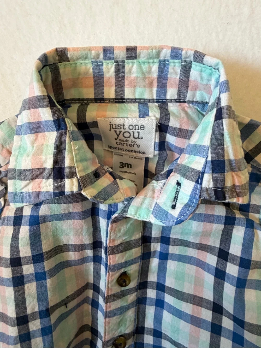 Just One You By Carter's Multicolor Plaid Button-Up Long Sleeve Size 3 Months